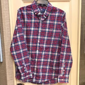 Vineyard Vines Red and Blue Slim Fit Button Down Shirt Sz M